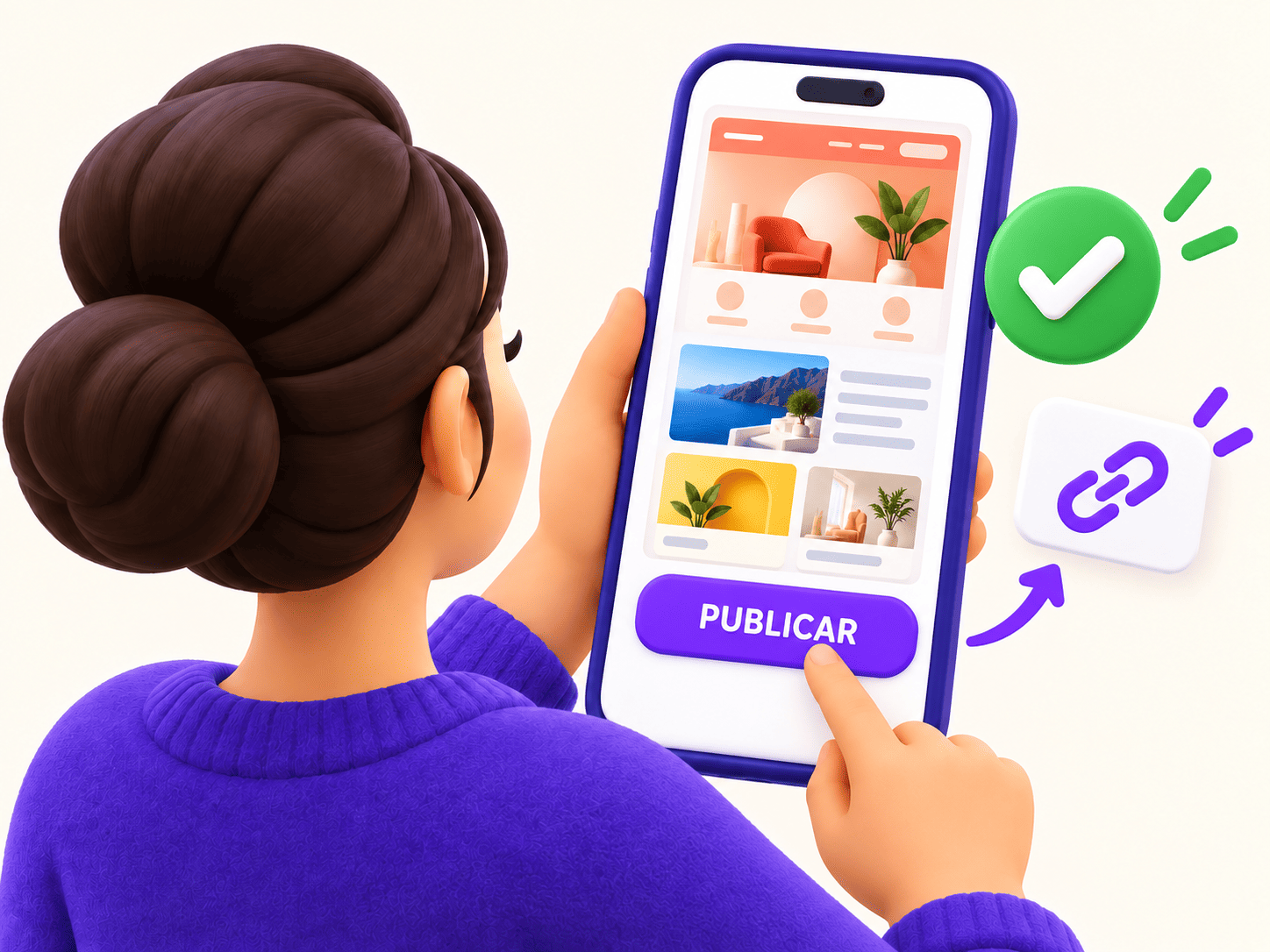 Ilustração mostrando a publicação do site pelo celular