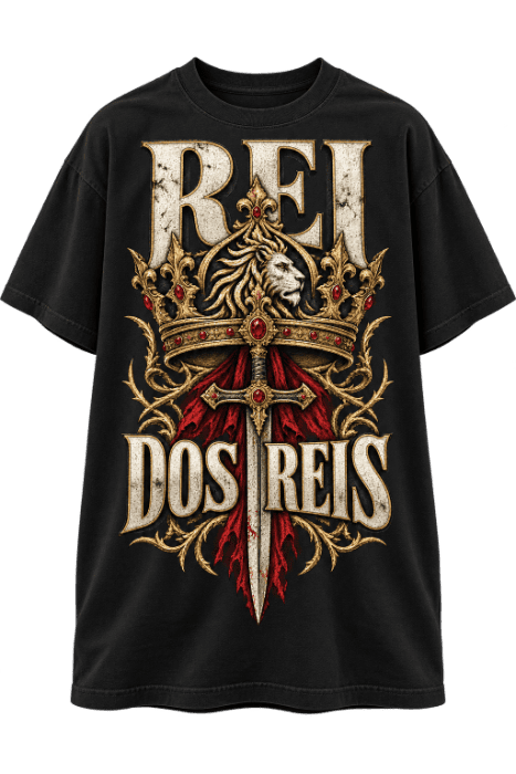 Camiseta preta com estampa Rei dos Reis